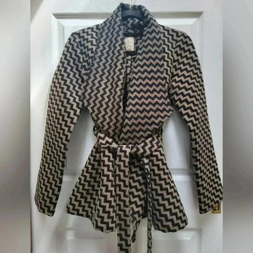 Tulle Anthropologie Women's Chevron 30% Wool Jacket